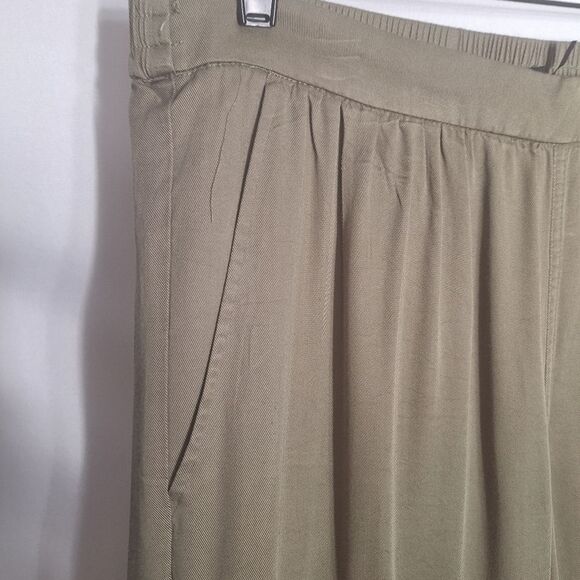 DKNY Womens Cargo Pants Olive Wide Leg Pull On Soft Flowy Relaxed Fit Career XL - Picture 3 of 13